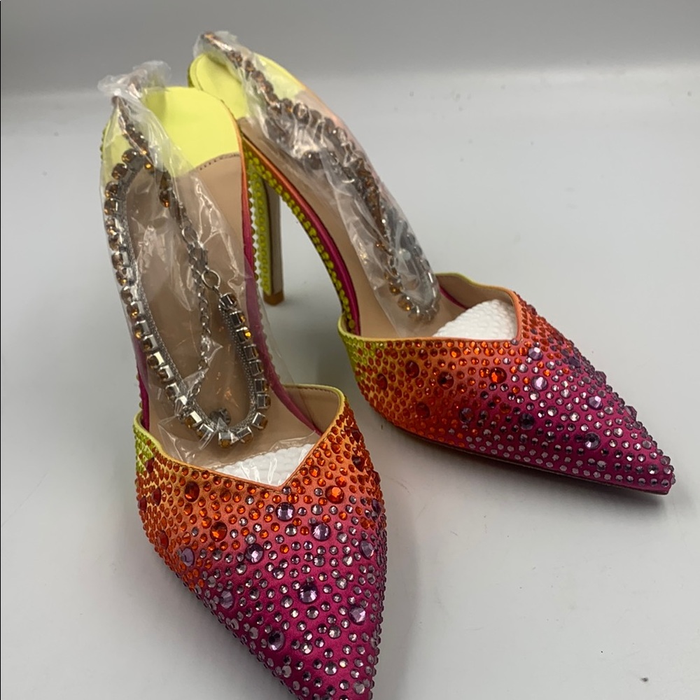 Pink and Orange Rhinestone Stiletto Heels